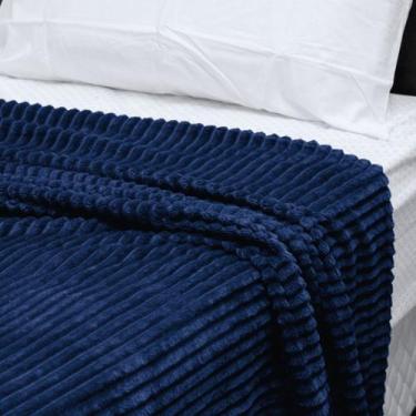 Imagem de Cobertor Manta Canelada da Corttex Casal Macia 1,8x2m pro Inverno, Azu