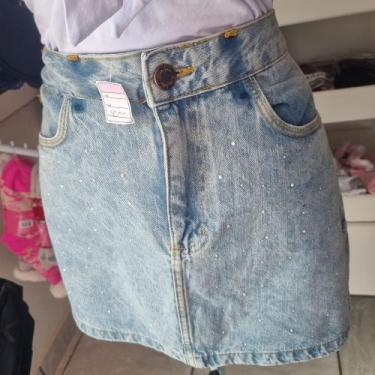 Imagem de Saia jeans com taxinhas de brilho - Cabidechic