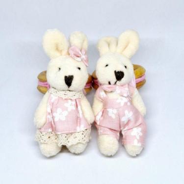 Imagem de Porta Guardanapo Casal Coelhos Pelúcia - Decor Madame Blue, Rosa