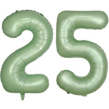 Imagem de Balão LVMOQIQIU Número 25 Verde Oliva 40" de Alumínio