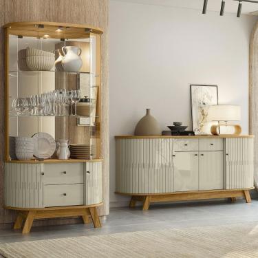 Imagem de Conjunto Buffet com Cristaleira Pitt Swank G97 MDP 183cm Cumaru Opala Gran Belo