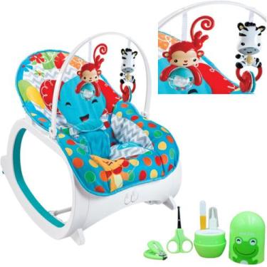 Imagem de Cadeira de Balanço Musical Azul e Kit Higiene Manicure Bebês - Color B