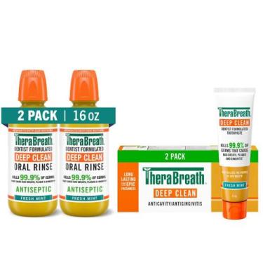 Imagem de TheraBreath Creme Dental Deep Clean 113 g Kit com 2 + Enxaguante Bucal