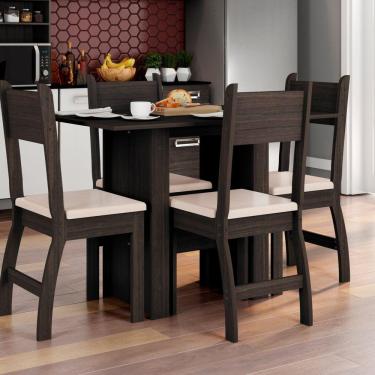 Imagem de Conjunto Mesa com 4 Cadeiras Milano Poliman Amêndoa/Savana