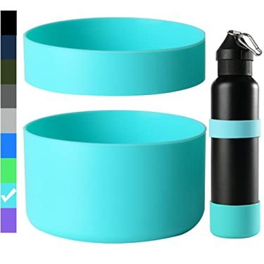 Imagem de Miracredo 2 peças de silicone para garrafa de água, capa protetora de silicone, capa inferior antiderrapante com anel de silicone, livre de BPA, compatível com simples moderno, frasco de ferro, termoplástico, garrafa hidro flask