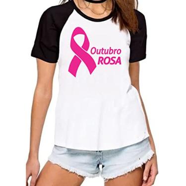 Imagem de Camiseta feminina Outubro Rosa conscientização feminismo Cor:Branco;Tamanho:XG