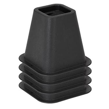 Imagem de Simplify Elevador de cama de 15 cm | Pacote com 4 | Ranhuras de roda de elevação de cama e móveis | Armazenamento sob a cama | Quarto e dormitório | Preto