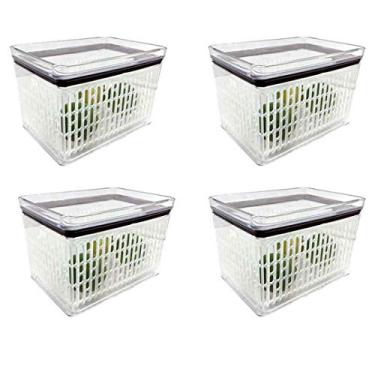 Imagem de 4 Potes Herméticos para frutas legumes Empilháveis 1800ml