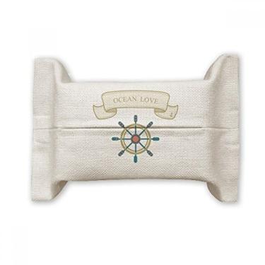 Imagem de Bolsa de linho de algodão com estampa de vela para lenços faciais com estampa de vela, leme Ocean Love Sea