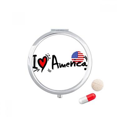 Imagem de I Love America Word Flag Love Heart Illustration Pill Case Pocket Medicine Storage Box Dispenser Recipiente