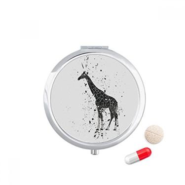 Imagem de Caixa de comprimidos cinza com desenho de girafa, caixa de armazenamento de remédios