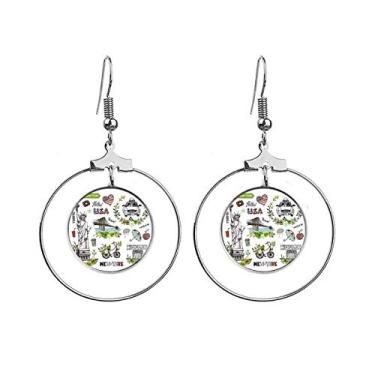 Imagem de Brincos de grafite Spring Liberty New York America com argola pendurada, joia circular