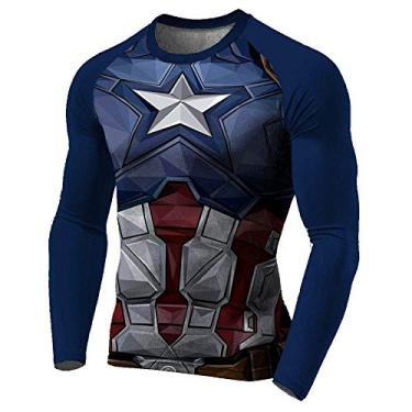 Imagem de Rash Guard América Masculina Atlética Cor:Azul;Tamanho:P