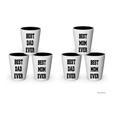 Imagem de Copo de shot Best Ever Dad and Best Ever Mom - Presentes para mamãe e pai (6, papai e mamãe)