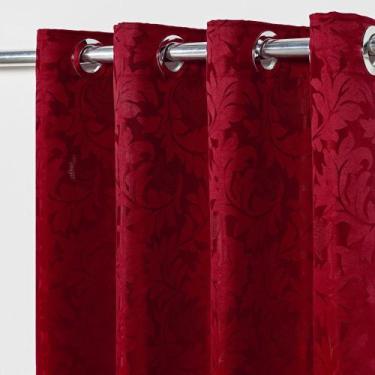 Imagem de Cortina Em Tecido Jacquard 2,80 M X 2,30 M - Vermelho - Casa Com Amor