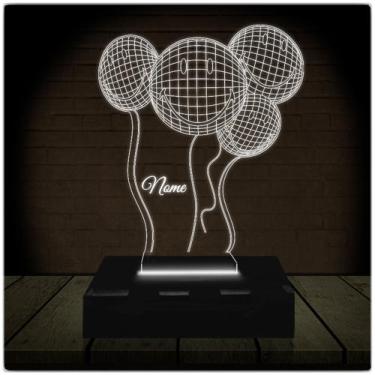 Imagem de Luminária Led Abajur  3D  Balão Aniversário - Rb Criações
