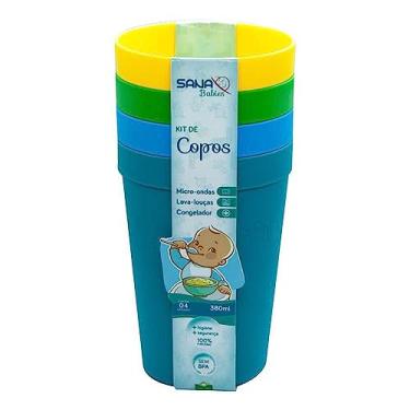 Imagem de Kit Copo Infantil Grande 380Ml com 4 Un - 9322, Sana Babies