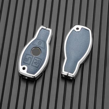 Imagem de LAVIYE 2 botão de couro carro remoto chave fob tampa caso protetor, para Mercedes Benz A B R G Class GLK GLA W204 W251 W463 W176 Acessórios