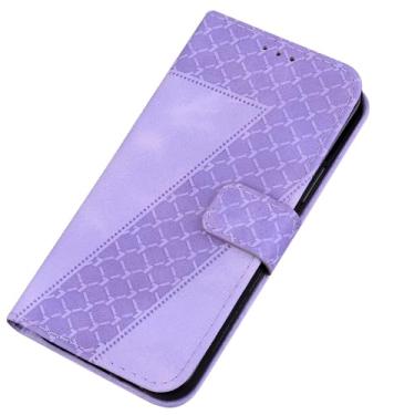 Imagem de Hee Hee Smile Capa de telefone para Samsung Galaxy Quantum2 Retro Phone Leather Case Simplicidade Capa de telefone 7 linhas Flip Back Cove Roxo