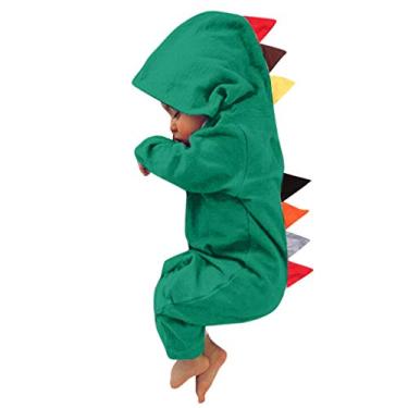 Imagem de Macacão para bebês para o primeiro aniversário para meninos e meninas estilo patchwork infantil dinossauro playsiut macacão de neve, Verde, 3-6 Meses