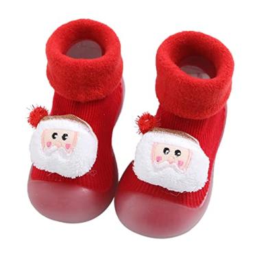 Imagem de Macaquinho para meninos neve Natal meias de bebê crianças meias de bebê desenhos animados sapatos de bebê meias de chão para bebês meninas, Vermelho, 3-3.5 Years Toddler