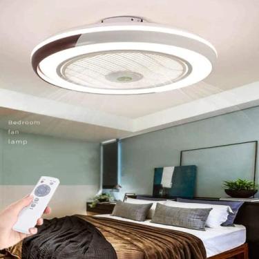 Imagem de Ventilador de teto LED moderno com iluminação Luz de teto regulável Controle remoto Ventilador silencioso criativo Lâmpada de teto Ventilador invisível Luz de teto Sala de estar Iluminação d