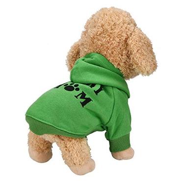 Imagem de Vestido de cachorro respirável camiseta para animais de estimação pulôver roupas para cães pequenos fantasia de malha roupas para cães e gatos suéter quente para cachorrinhos verde pequeno
