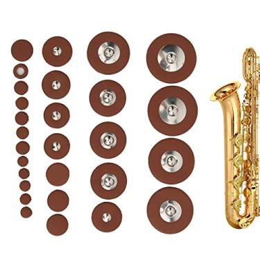 Imagem de 28 pcs Almofadas de Saxofone, Vários Tamanhos Material de Pele de Carneiro Conjunto de Substituição de Almofadas de Saxofone Acessórios para Saxofone Soprano