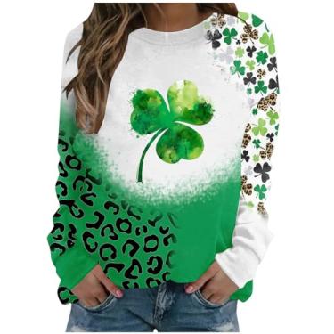 Imagem de Camisa feminina do Dia de São Patrício com trevo de quatro folhas, camisetas divertidas de São Patrício, roupas de cruzeiro para mulheres, Camiseta divertida Green St Patricks Day, XXG