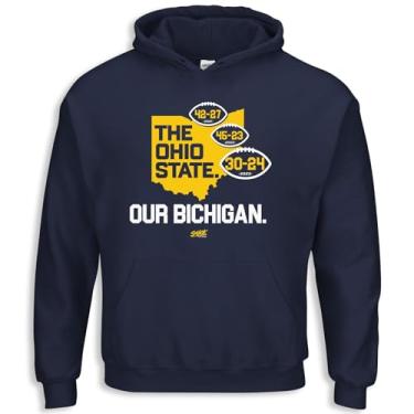 Imagem de Nossa camiseta Bichigan (Anti-OSU) Score para fãs do Michigan College (SM-5XL), 2023 - Moletom com capuz azul-marinho, GG