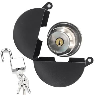 Imagem de PILISPARK Dispositivo de bloqueio de maçaneta de porta com cadeado, trava da maçaneta da porta - evita virar maçanetas e entrar em orifícios de fechadura, para cobrir maçanetas de