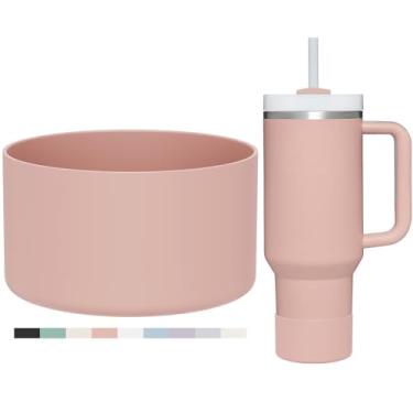 Imagem de Affute Bota protetora de silicone para Stanley Quencher H2.0 40 30 567.0 g & IceFlow Flip 30 567.0 g, livre de BPA, anti-ruído, anti-arranhões, capa protetora Stanley Cup (crepúsculo rosa)