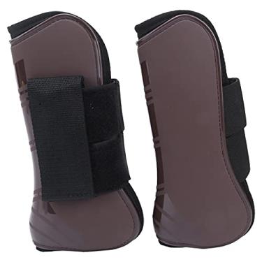 Imagem de Perneiras de cavalo, protetor de perna de cavalo de obstáculo flexível leve para absorver o impacto e proteger o osso do canhão contra danos para evitar(marrom, Um par de pernas dianteiras médias)