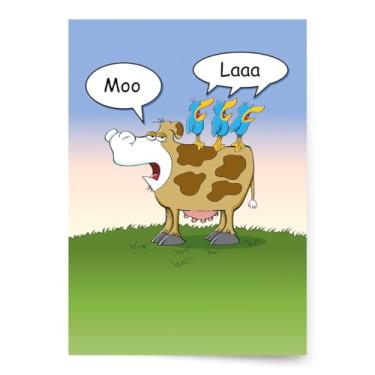 Imagem de Designer Greetings Funny Side Up Funny Happy Birthday Cards, Moo Laa (6 cartões com envelopes)