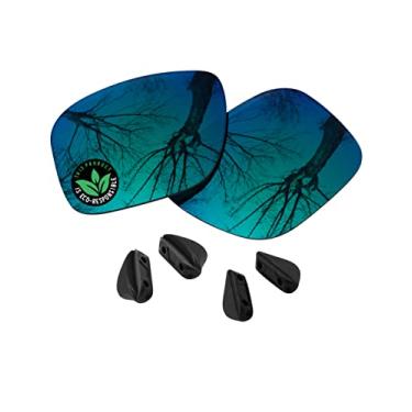 Imagem de Raydi Lentes de reposição de policarbonato e protetores de nariz para óculos de sol retangulares Oakley Drop Point OO9367 - verde esmeralda espelhado - polarizado