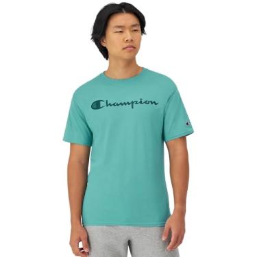 Imagem de Champion Camisa polo masculina, camisa atlética confortável, melhor camiseta polo para homens, Script Aqua Crush., M