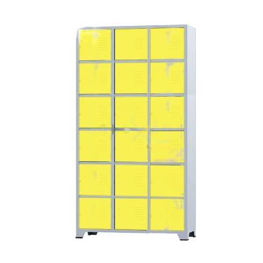Imagem de Armário Roupeiro De Aço 18 Portas Para Vestiário Academia Locker Amarelo com Chave