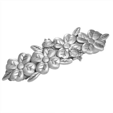 Imagem de KKJOY Presilhas vintage de trevo de quatro folhas joaninha presilhas de cabelo feitas à mão com clipe de mola de metal acessórios de cabelo de noiva para mulheres encantadoras senhoras (prata)