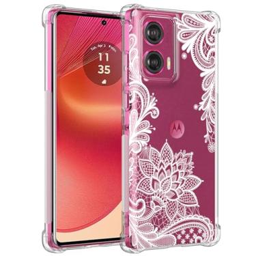 Imagem de Ueokeird Capa de telefone para Motorola Edge 50 Fusion 5G, transparente, fina, à prova de choque, padrão floral, capa protetora de TPU com borda elevada para Motorola Edge 50 Fusion Mandala