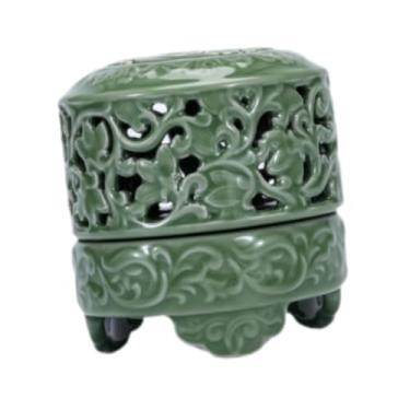 Imagem de Generic Queimador de incenso, suporte de incenso em espiral cônica com tampa, suporte de incenso chinês elegante e decorativo para sala de chá, incenso em, C