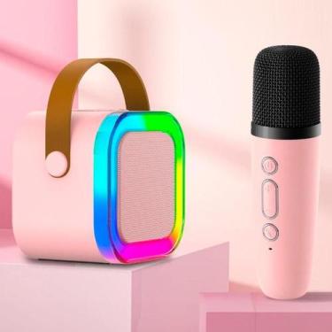 Imagem de Caixa de Som Karaokê Adulto Bluetooth Microfone Portátil Com Led Rgb S