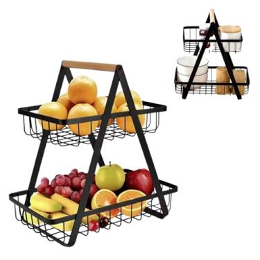 Imagem de Cesto Organizador de Metal Para Escritório Papelaria Organização Fruteira Para Frutas Frescas