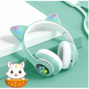 Imagem de Fone de Gatinho Sem Fio Bluetooth On Ear com Entrada para Cabo P2 Auxi