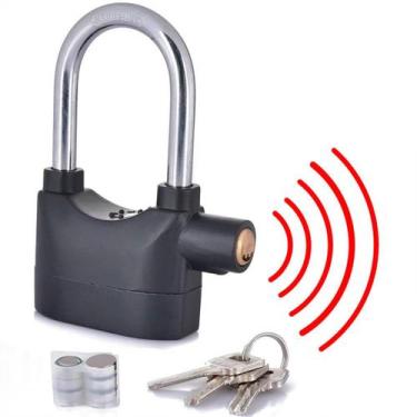 Imagem de Cadeado Com Alarme Antifurto Moto Bike Portão Resistente Aço 3 Chaves 