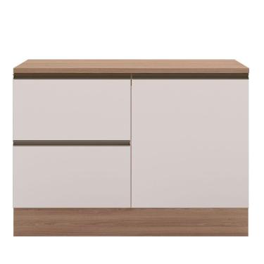 Imagem de Balcão Com Tampo 120cm 1 Porta 3 Gavetas Etna Poliman Carvalho Oak E Off White