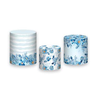 Imagem de Trio de Capas de Cilindro - Dia Das Mães Fundo Azul Floral 060 - Via C