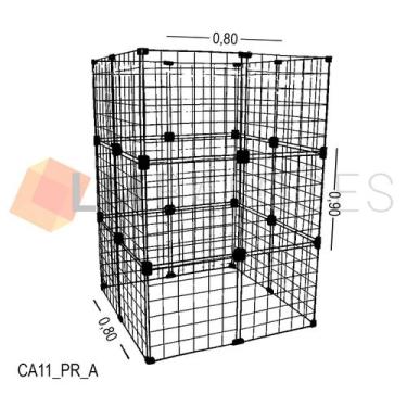 Imagem de Cercadinho Aramado Preto Para Pet - 0,80 x 0,90 x 0,80m - LM Balcoes