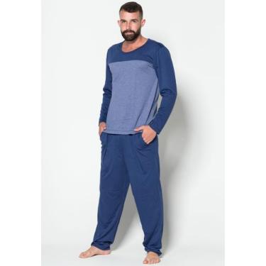Imagem de Pijama Inverno Masculino Longo Bicolor Calça e Blusa - WLS Modas, P, A