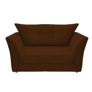 Imagem de Namoradeira Decorativa Isis Suede Marrom Pés Madeira Ms Decor - Mansão