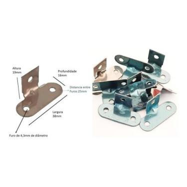 Imagem de Cantoneira De Inox Com 3 Furos Para Fixar Moveis 50 Peças - Plenitude